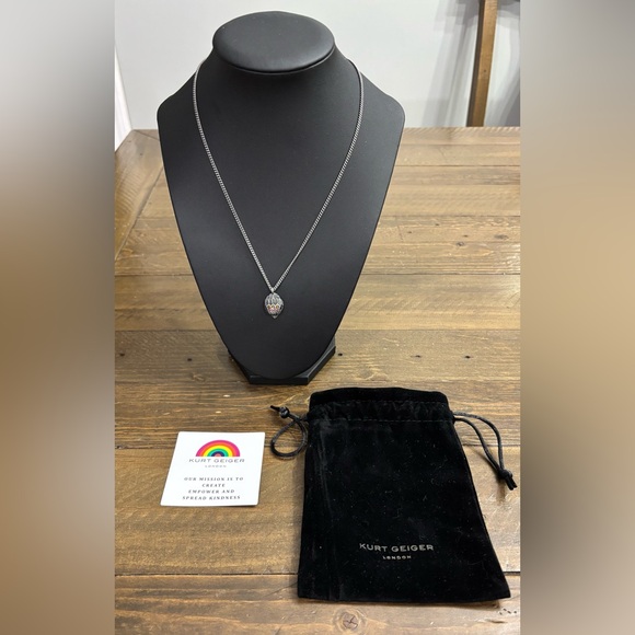 Kurt Geiger London Eagle Pendant Necklace in Silver-Tone with Rainbow Crystals - Picture 2 of 5